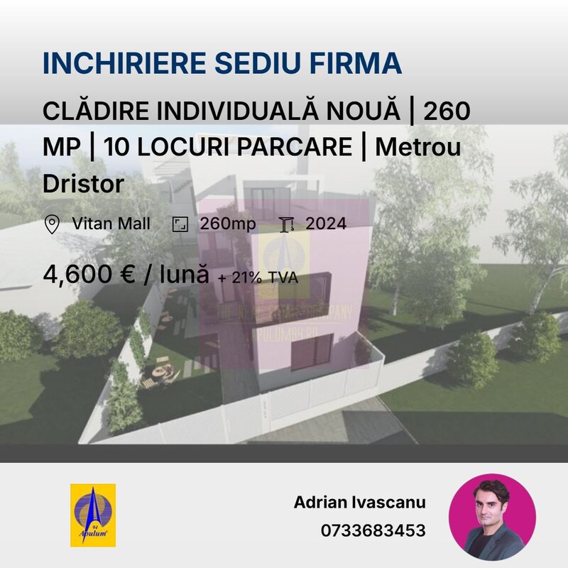 CLADIRE INDIVIDUALA NOUA | 260 MP | 10 LOCURI PARCARE | Metrou Dristor